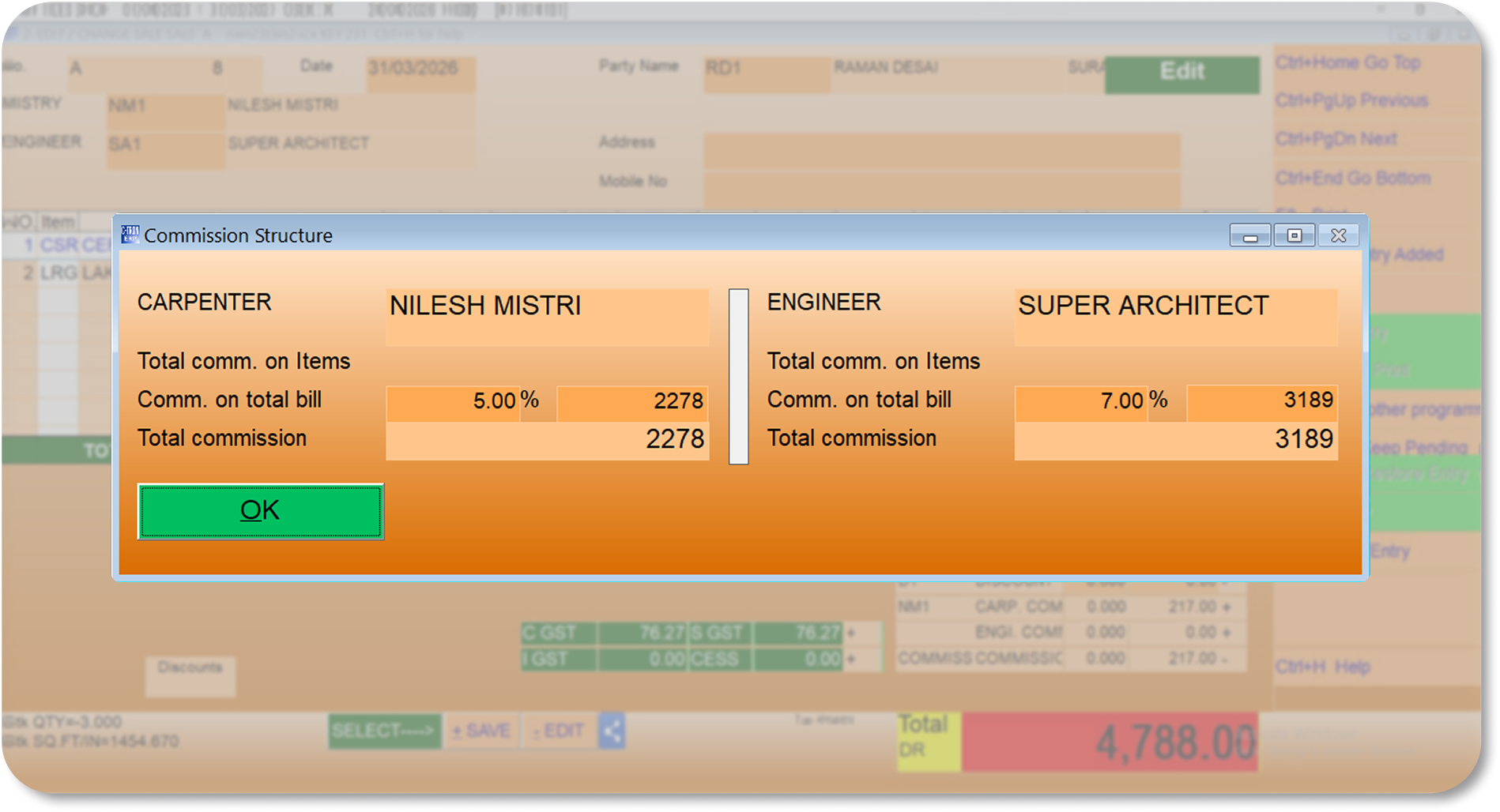 Commission management dashboard